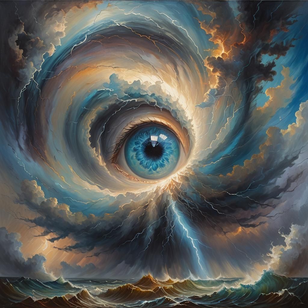 Surreal Hurricane Eye Gazing into Distance