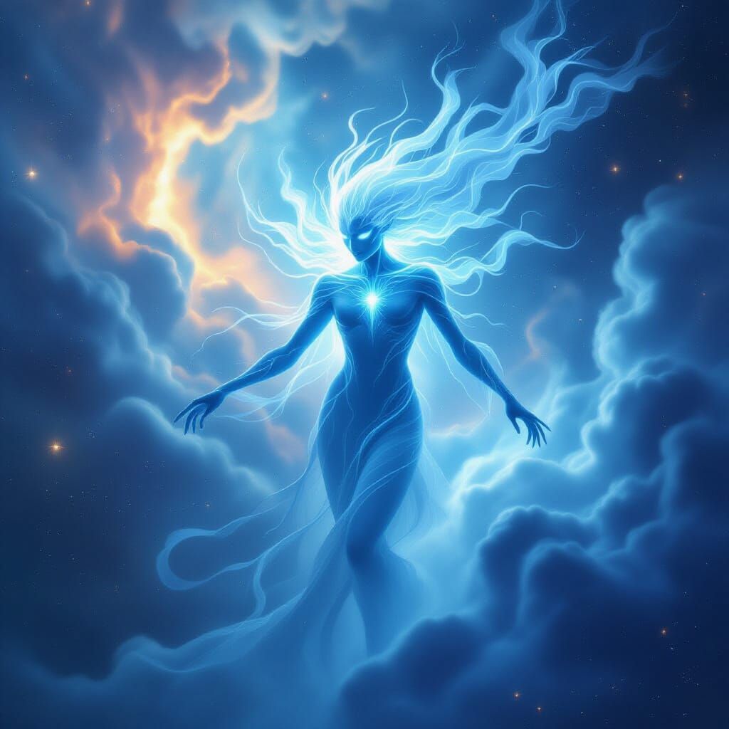 Ethereal Spirit Creature in Cosmic Nebula