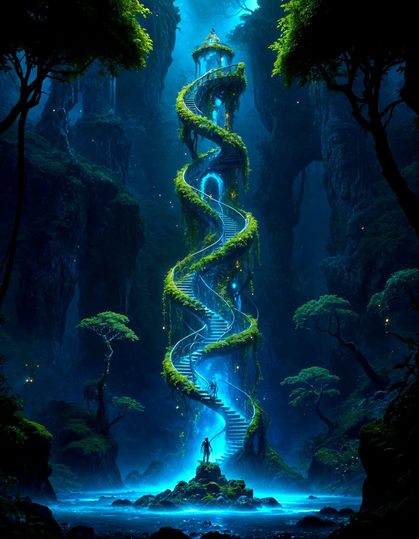 Spiral Castle Pathway in Vibrant Fantasy Landscapes