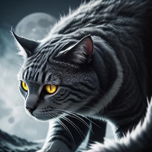Hyperrealistic Moon Cat in High Definition