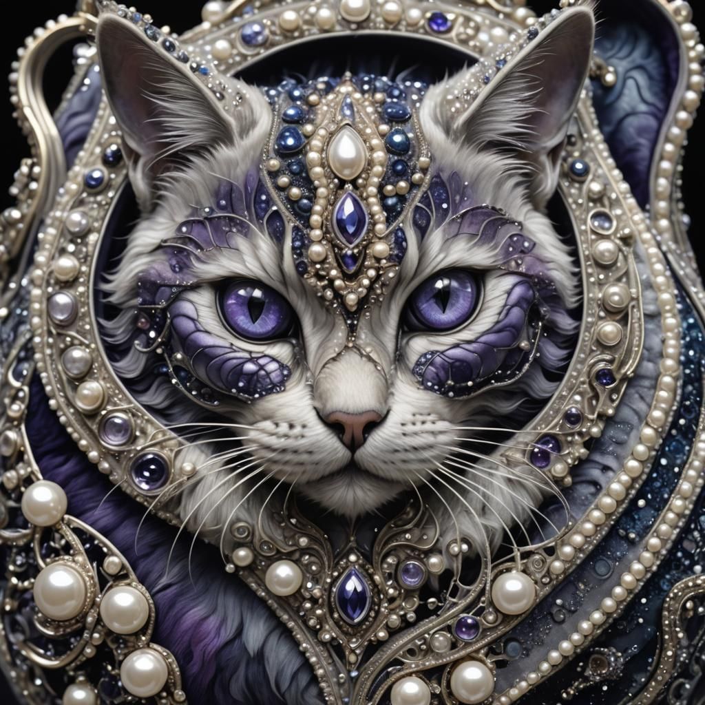 Fuzzy Cat Bag in Whimsical Fractal Art