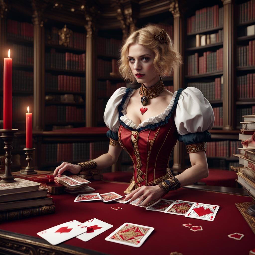 Alice Queen of Hearts in Library: Fantasy Art