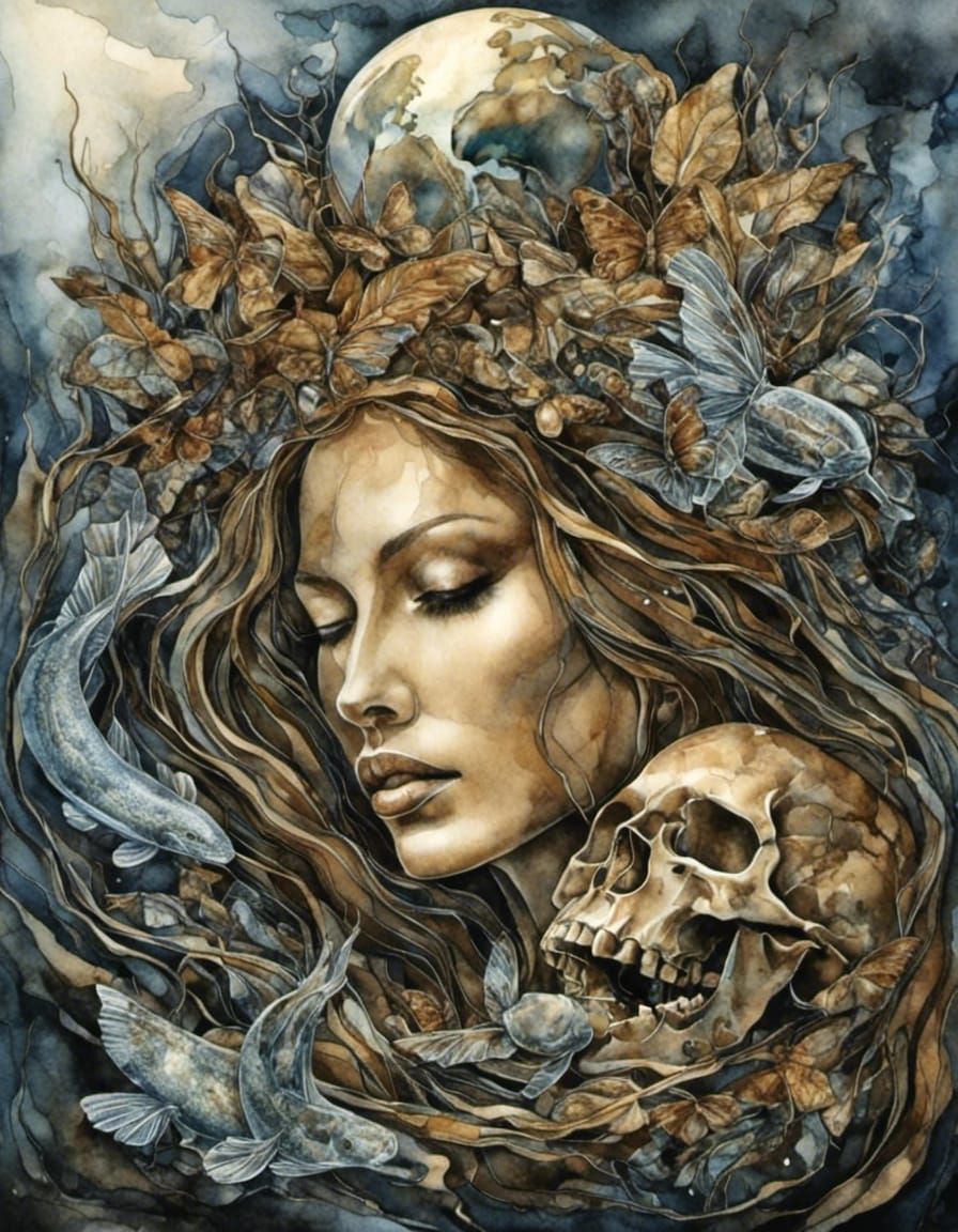 Hyperreal Decay: Woman in Organic World