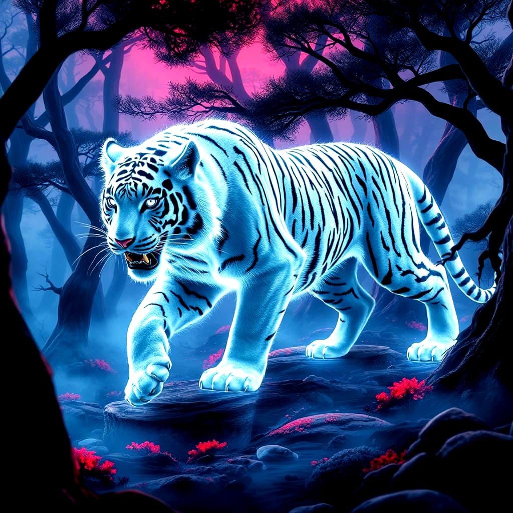 Majestic Byakko in Traditional Japanese Woodland