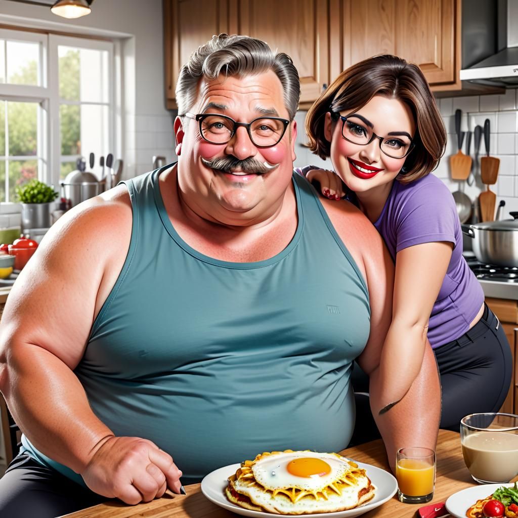 Man and Woman Making Breakfast Together