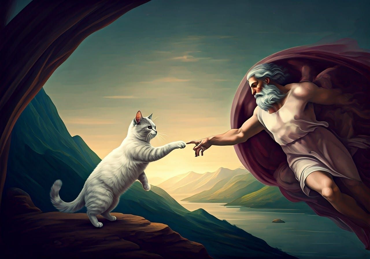 A Whimsical Feline Creation, in the Style of Renaissance Mas...