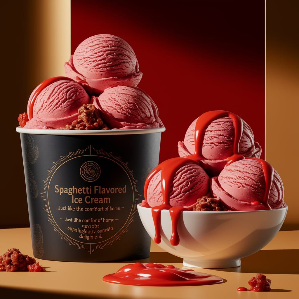 Spaghetti Flavored Ice Cream: A Hyper-Realistic Still Life