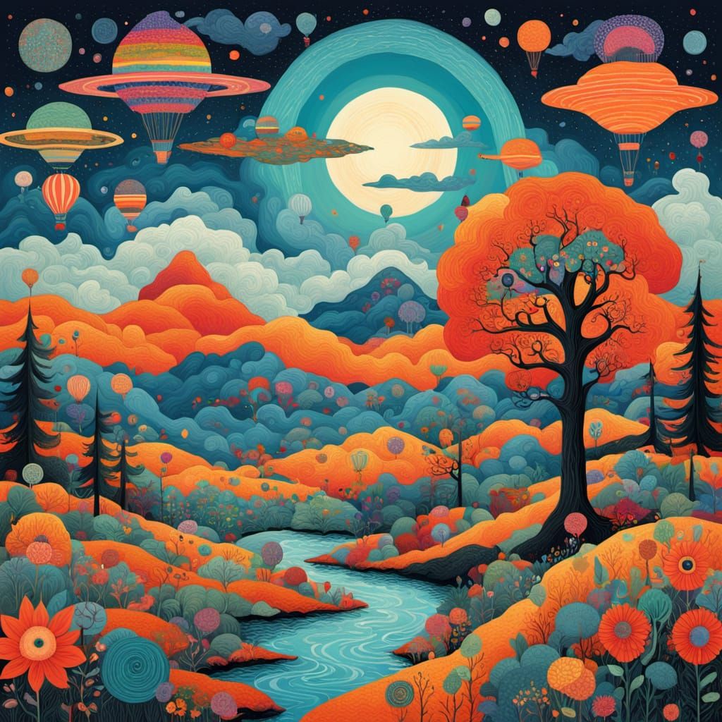 Vibrant Street Art Scene in a Fantastical World