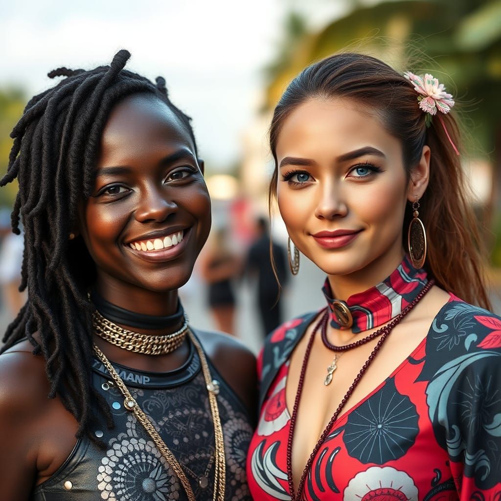 Smiling Women in Futuristic Brazilian-Japanese Streetwear