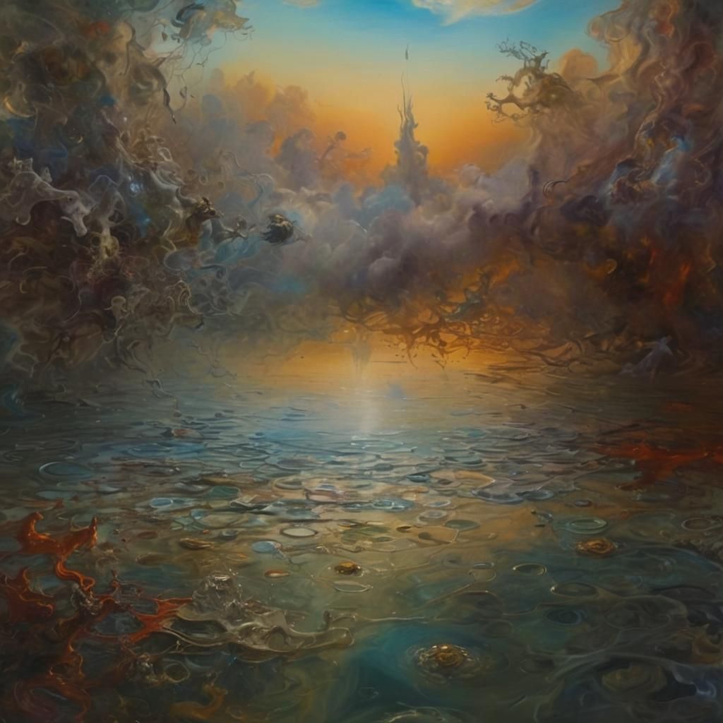 Surreal Portrait of Mind in Abstract Oil Painting