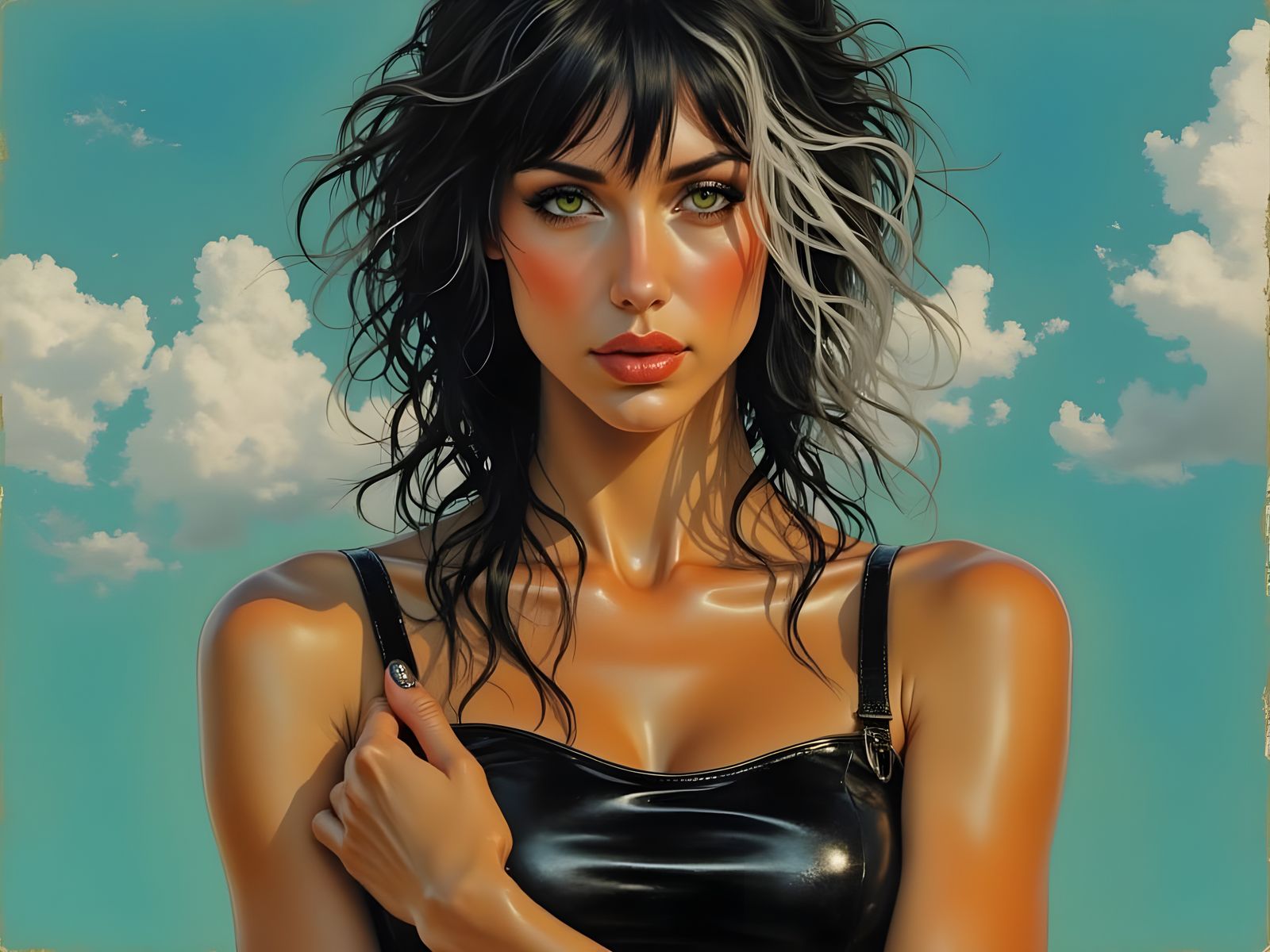 Attractive 80s Woman with Emerald Eyes