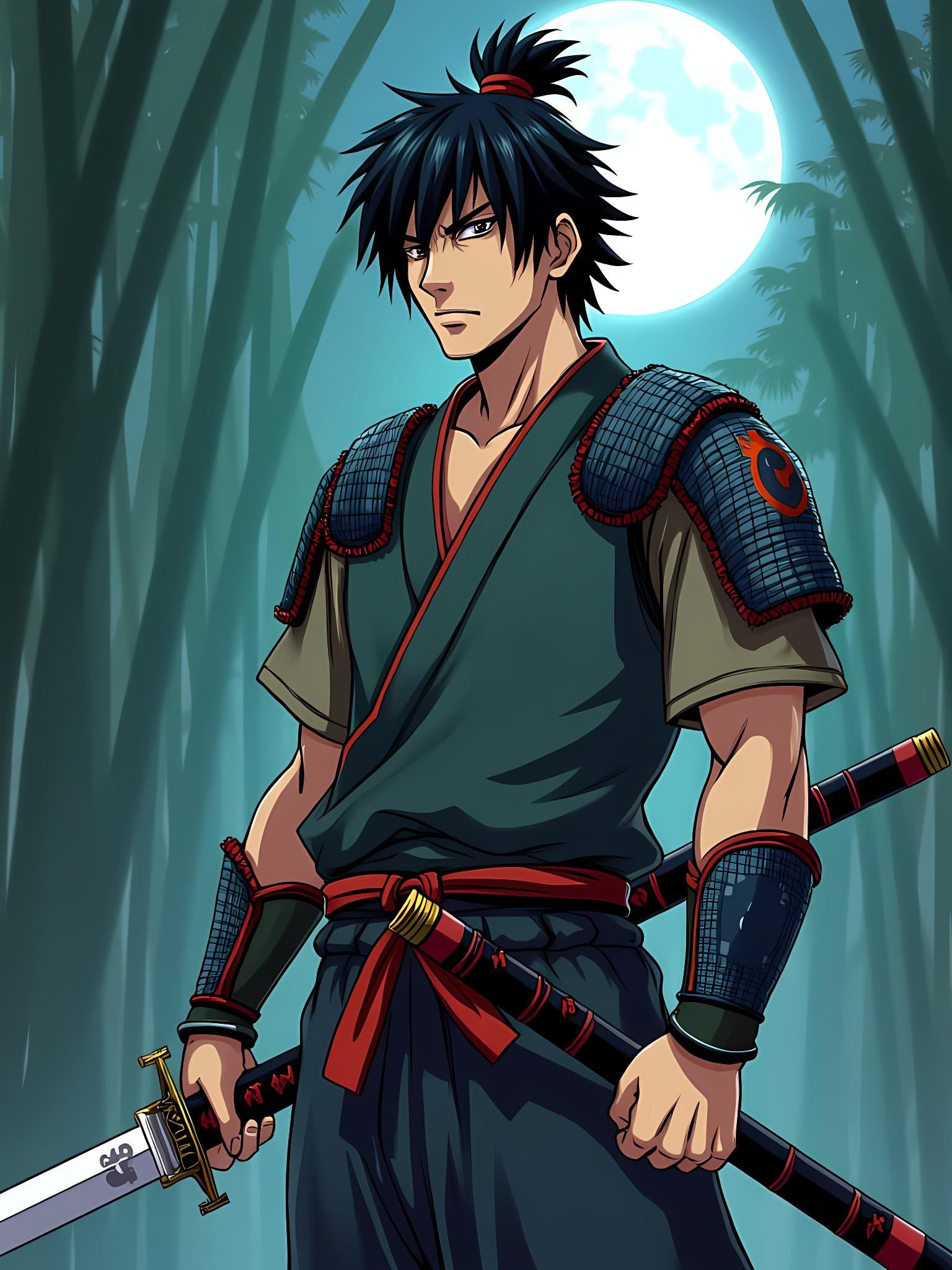 Jūbei Yagyū Poses with Yagyu Sword in Anime Style