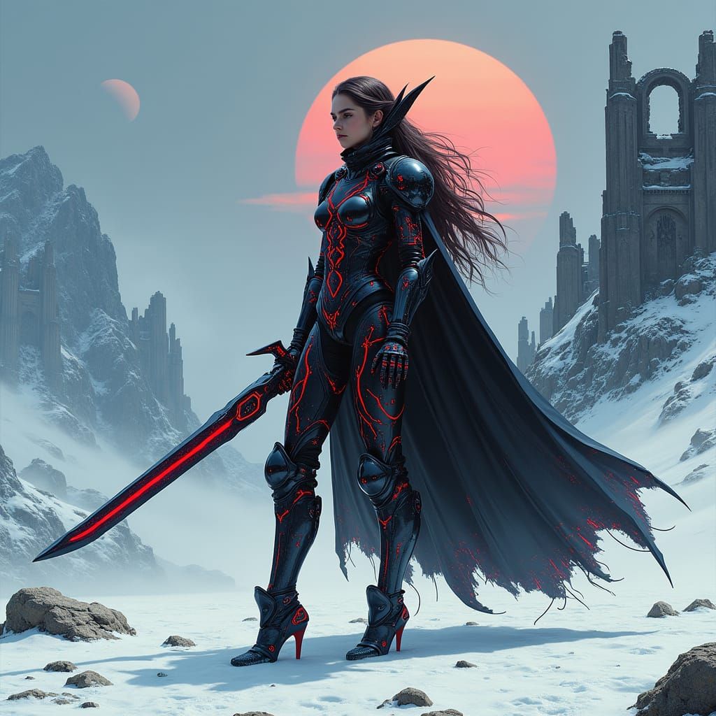 Cyborg in Cyberpunk Retro Sci-Fi Style