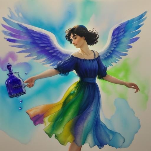 Ethereal Angel in Alcohol Ink Impressionism