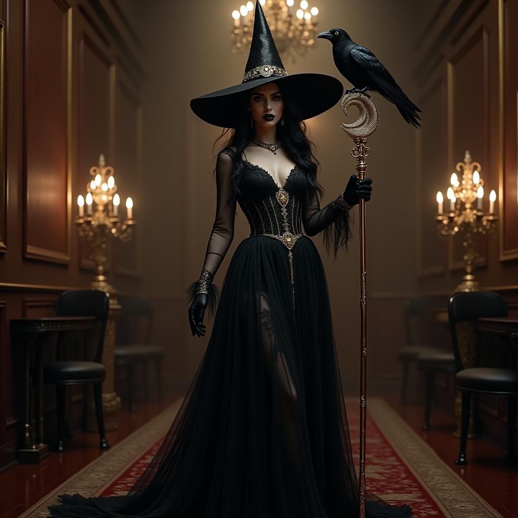 Victorian Witch in Opulent Dining Room