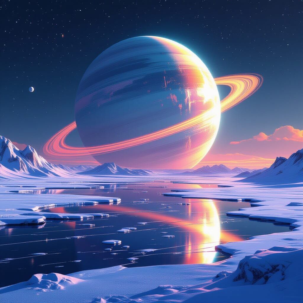 Rainbow Rings of Lumina: A Sci-Fi Planetscape