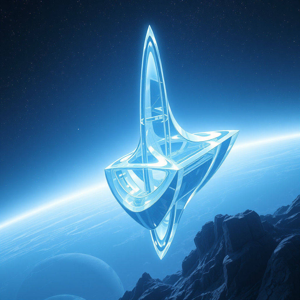 Ethereal Crystal Spaceport in Futuristic Style