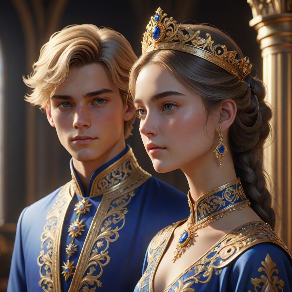 Young Royal Couple in Lavish Attire