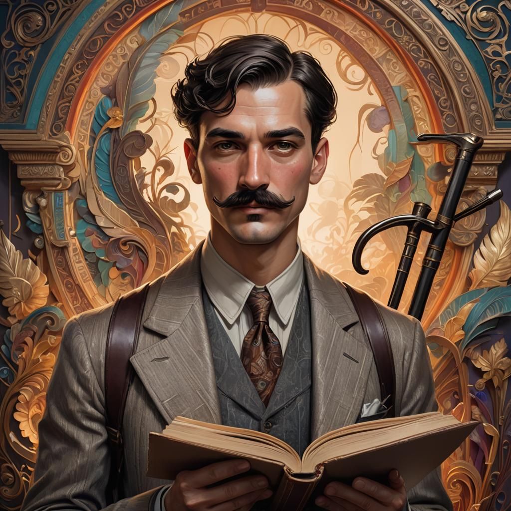 1920s Portrait with Cylinder and Walking Stick