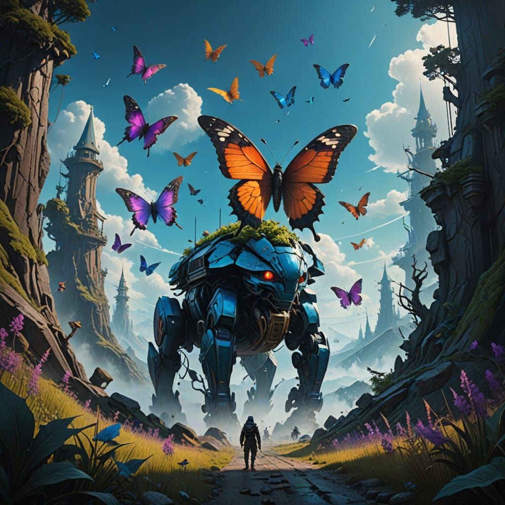 Ethereal Vortex of Iridescent Butterflies