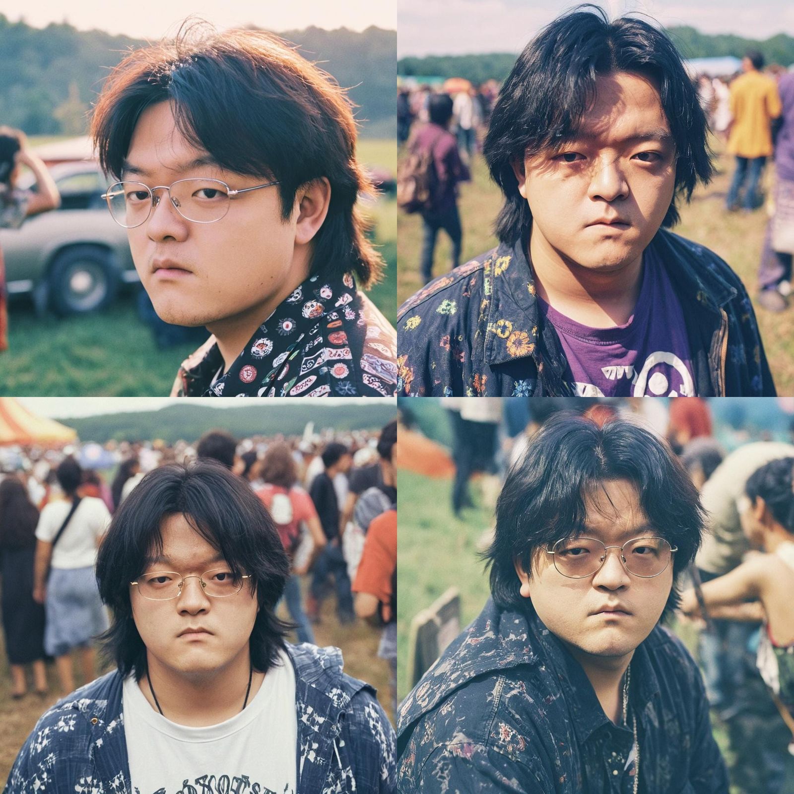 Hippy Portrait at Woodstock: Cinematic Film Still