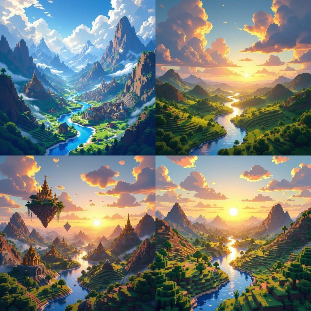 Beautiful Minecraft World Generated by AI