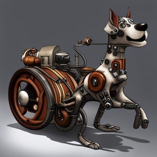 Steampunk Dalmatian Engine Fusion Artwork