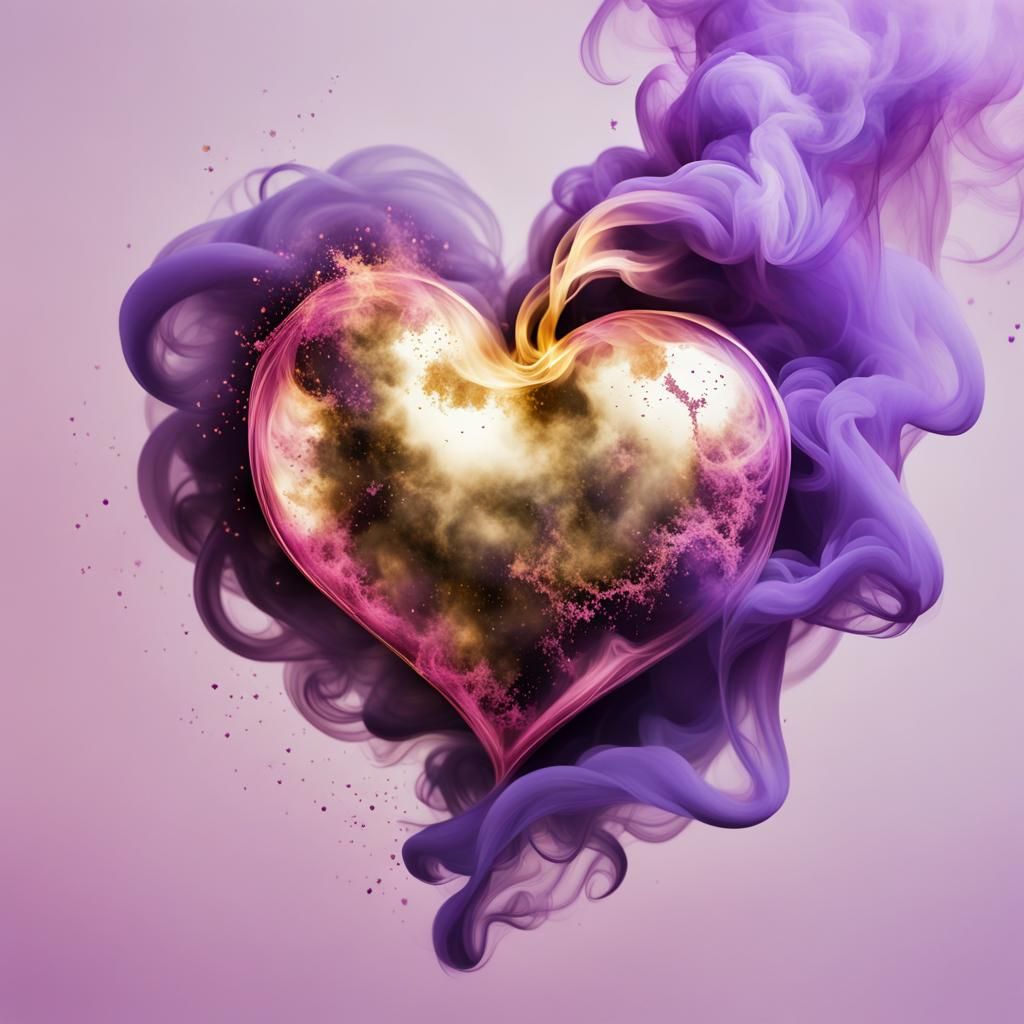 Smoky Heart in Pink, Purple, and Gold