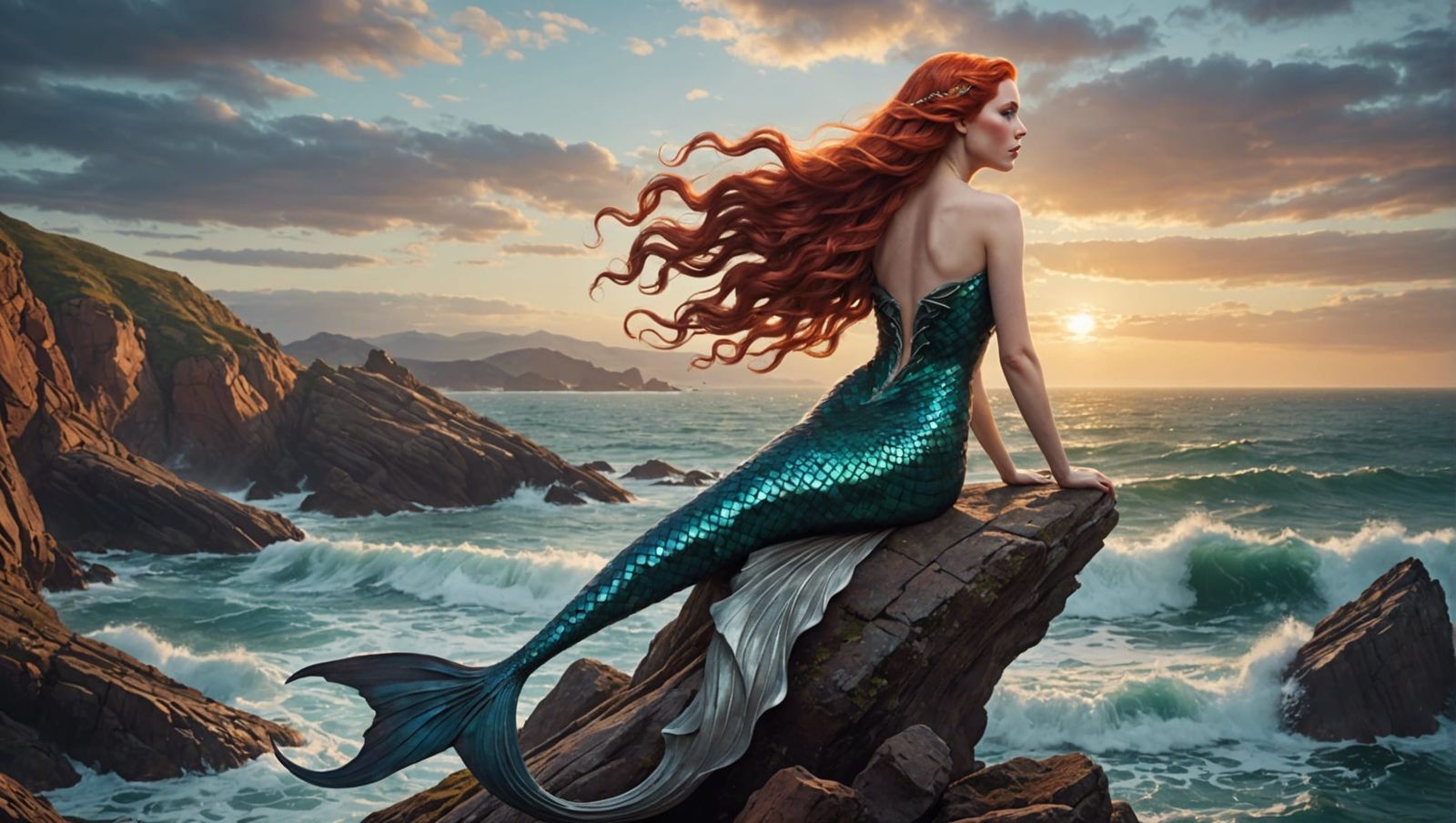 Art Deco Mermaid in Hyper-Realistic Style