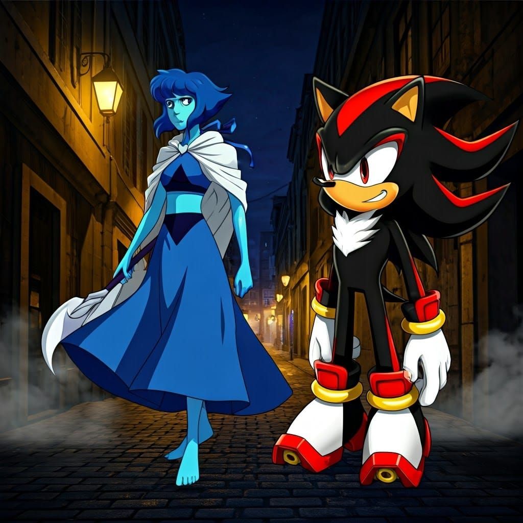 Lapis Lazuli Meets Shadow the Hedgehog in a Moody Urban Alle...