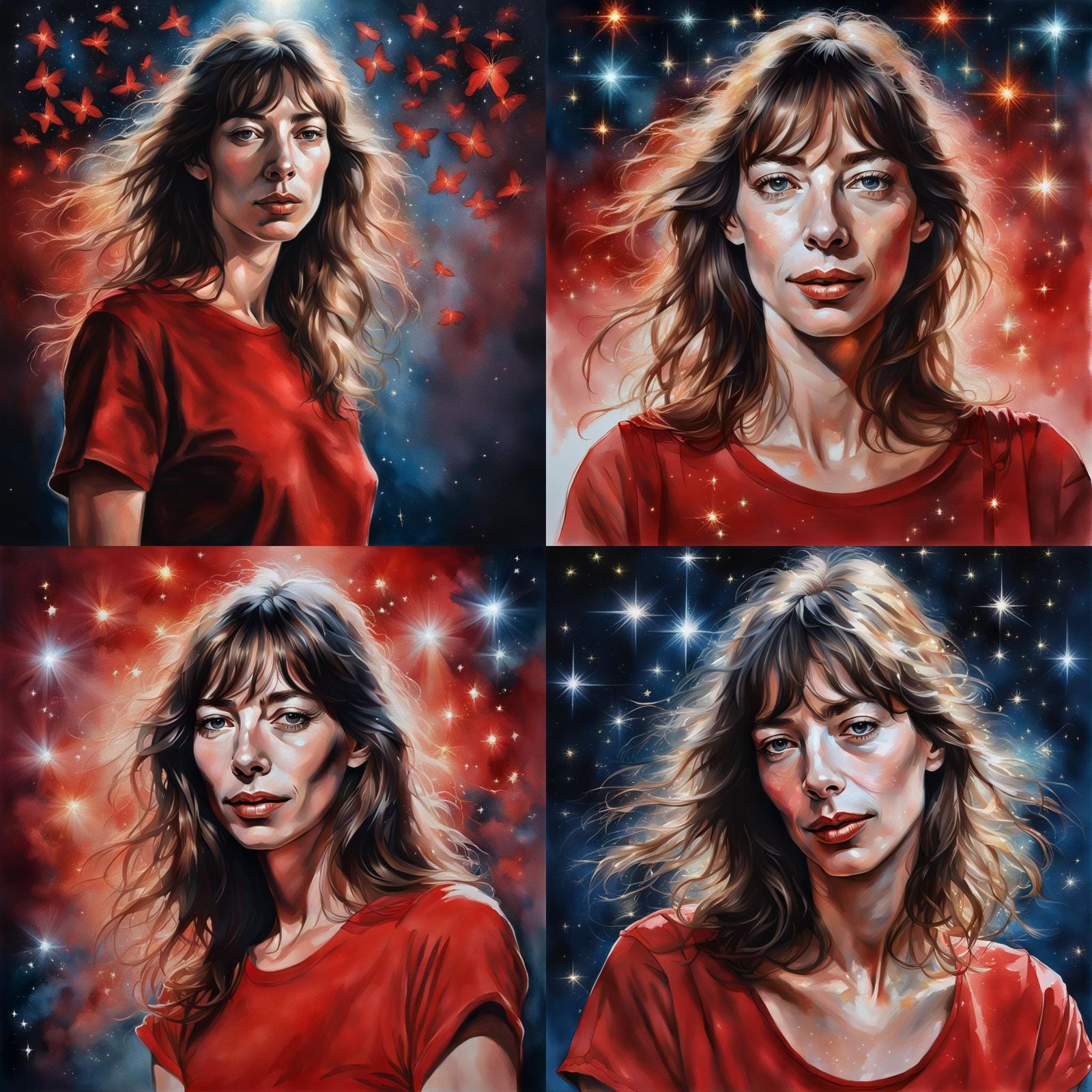 Young Woman Portrait with Fireflies in Renaissance Style