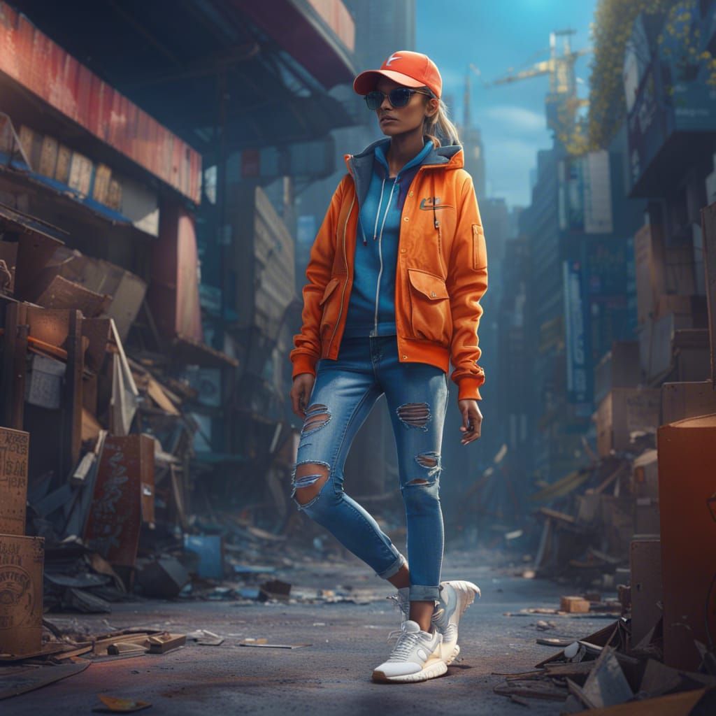 Stylish Woman in Nike and Ray-Bans: Matte Painting
