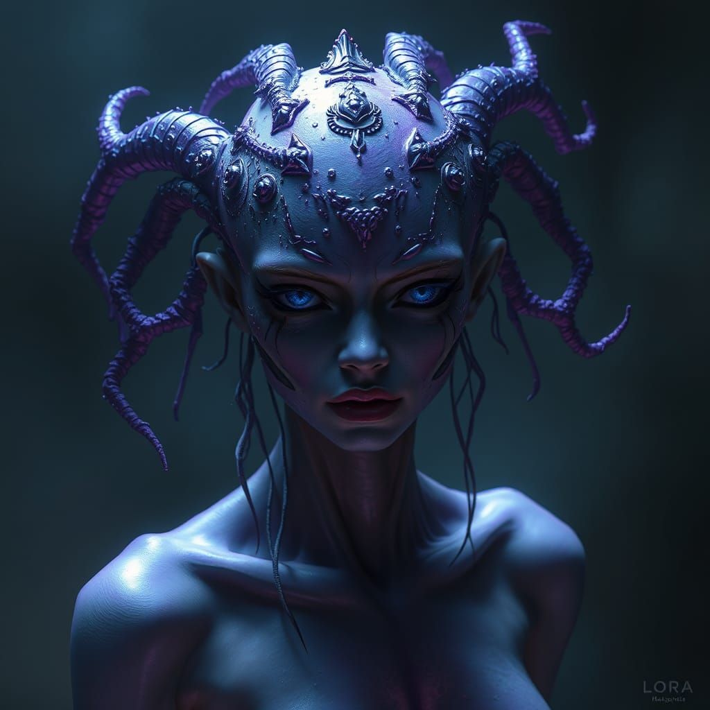 Ethereal Purple Goddess in Melancholy Regret