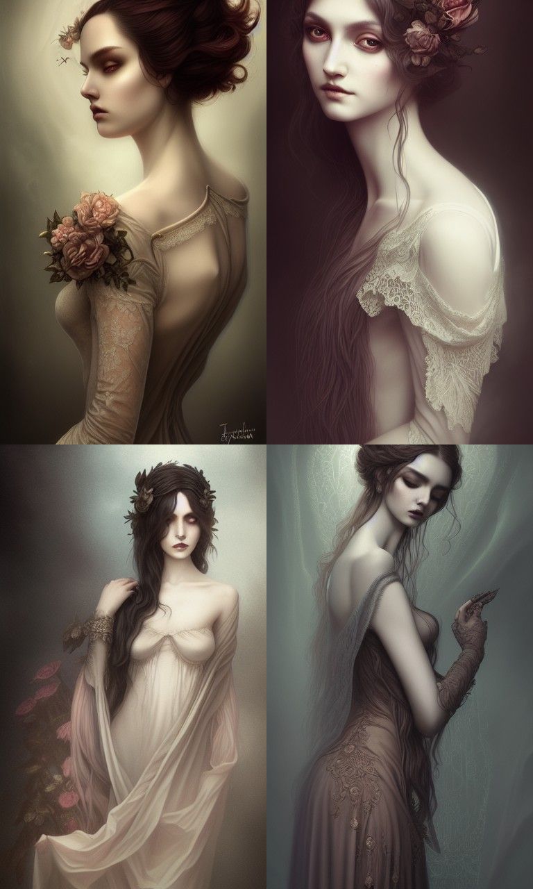 Carmilla in Rococo Lace Dress: Gothic Romantic Portrait