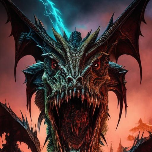 Undead Bone Dragon in Dark Academia Style