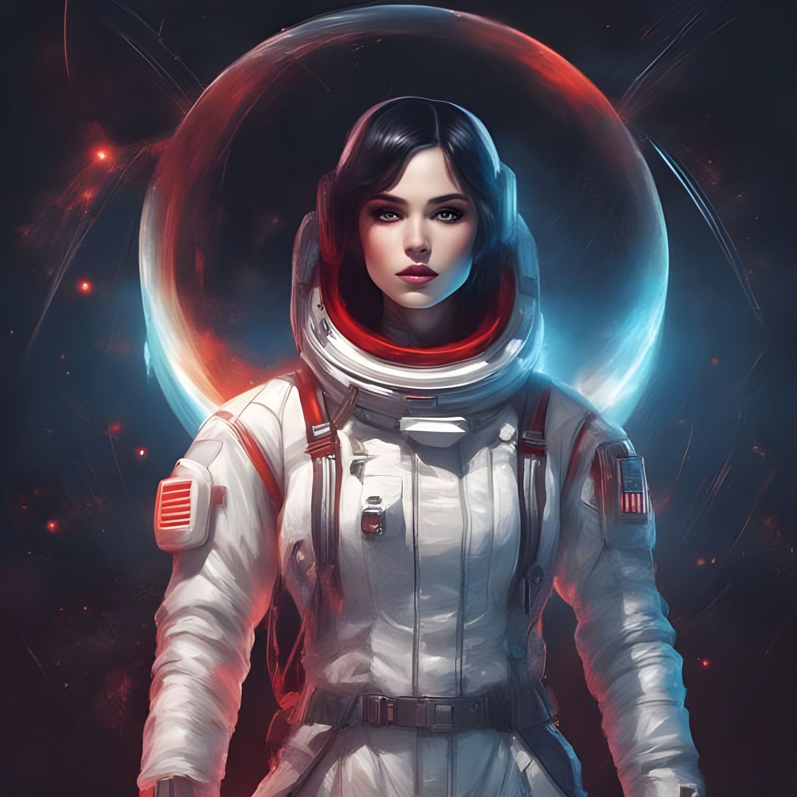 Gothic Beauty Astronaut Portrait in Futuristic Style