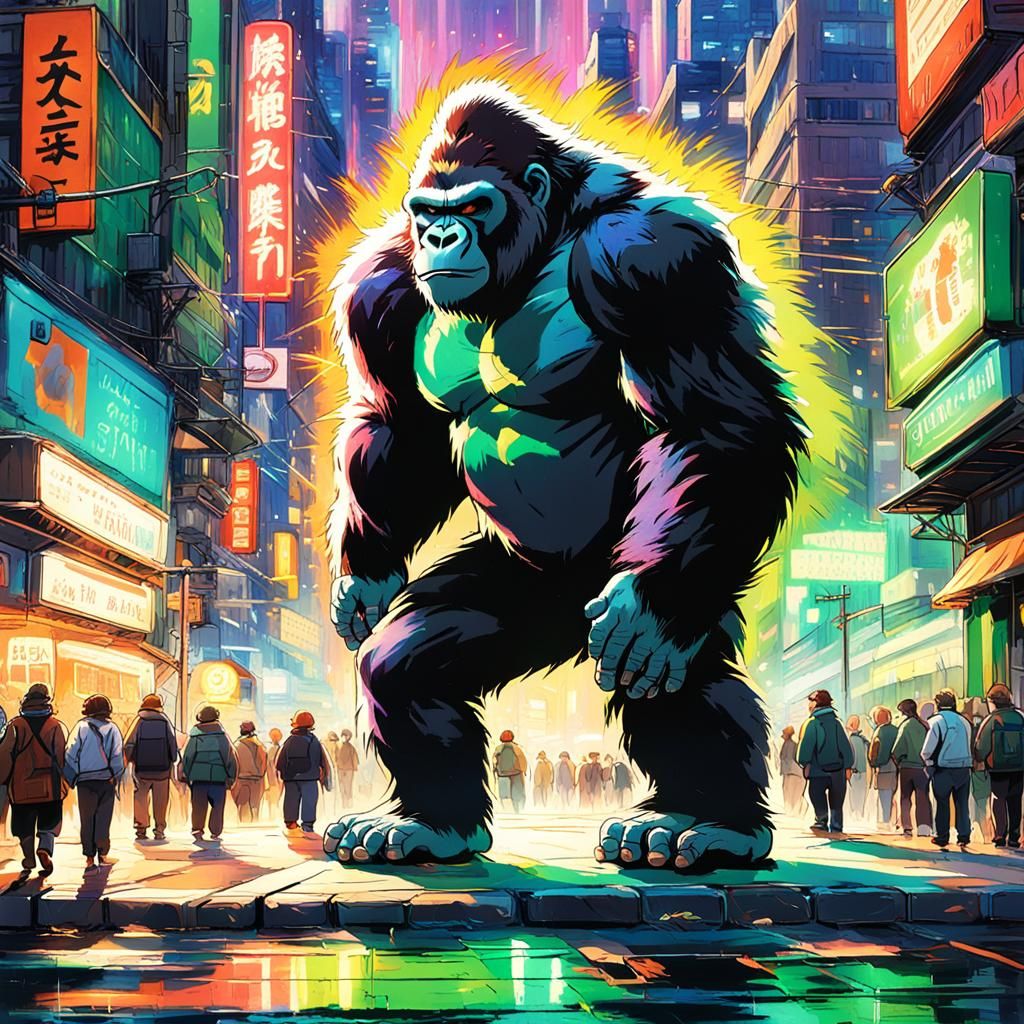 Angry Gorilla in Coruscant Street: Anime Concept Art