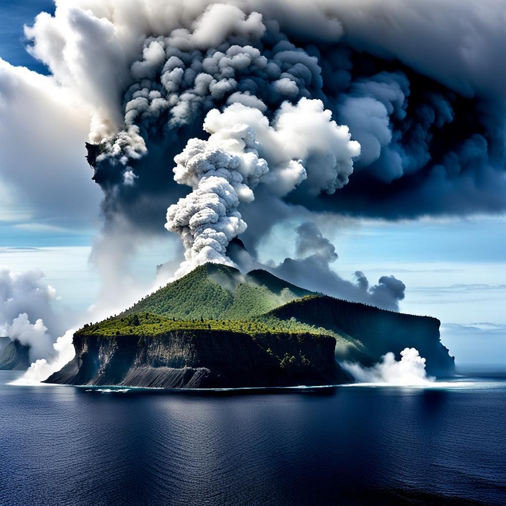 Boiling Island in Indian Ocean: 3D Digital Art