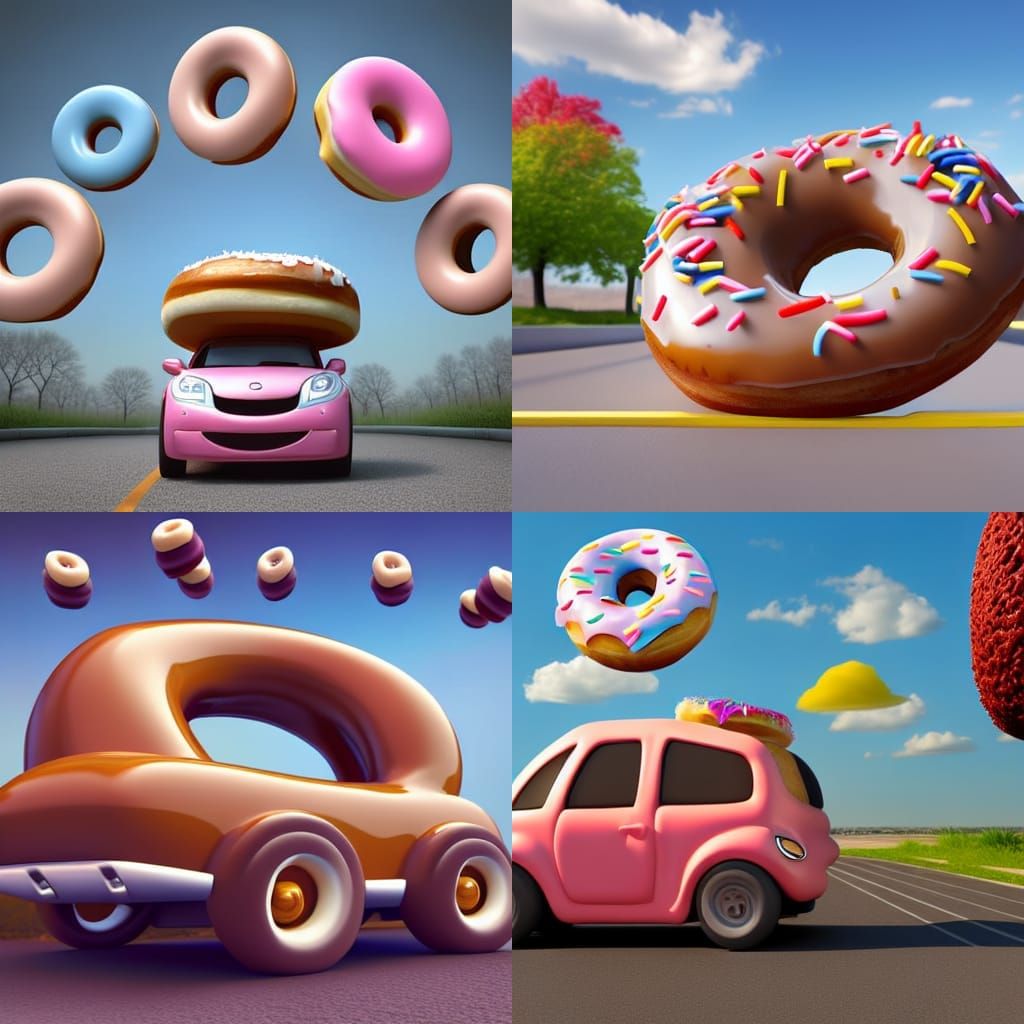 Cute Donut Car: A 3D Digital Rendering