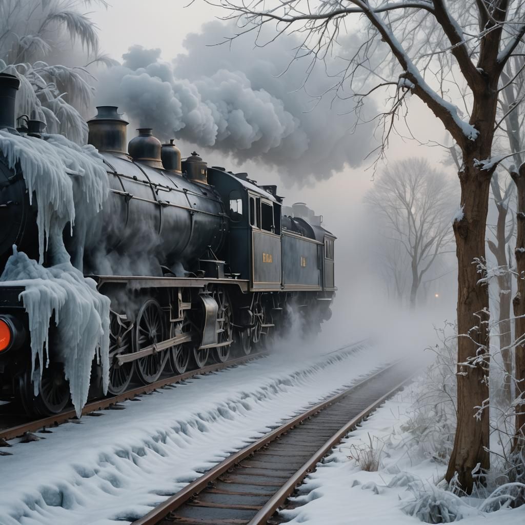 Frozen train and tracks