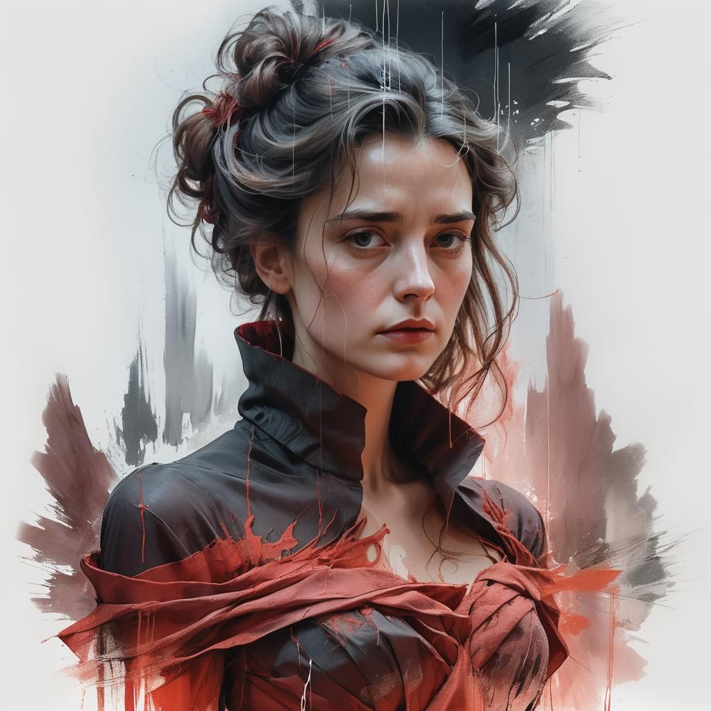 Surrealist Portrait of a Melancholic Woman