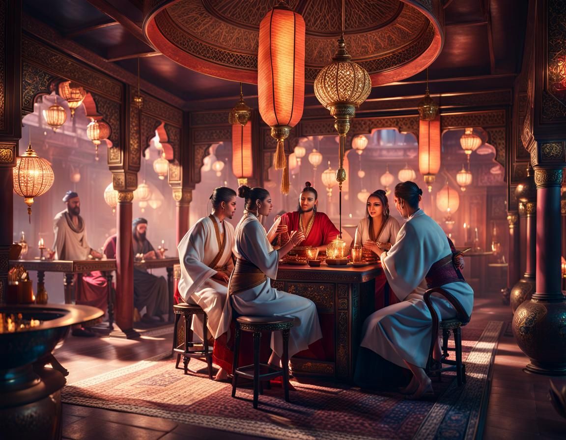 Chilling in an Oriental Shisha Lounge