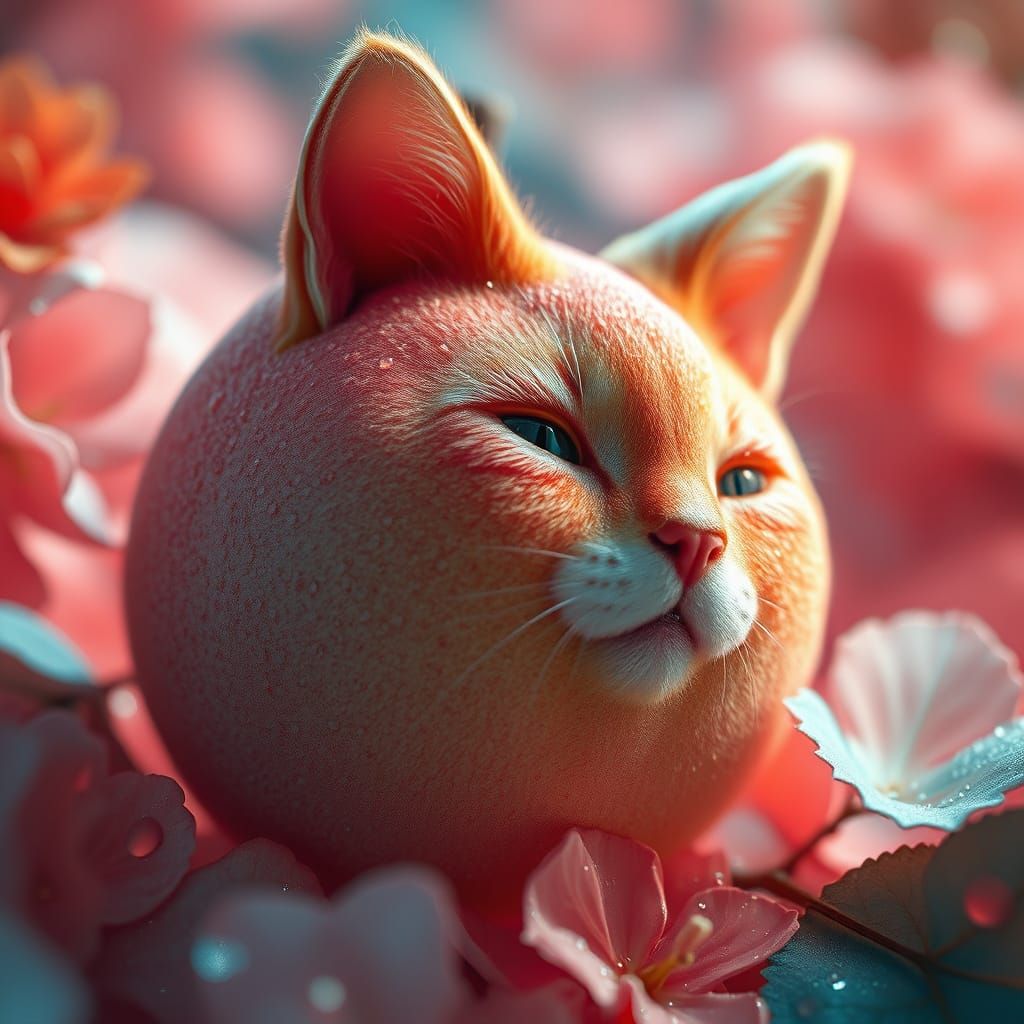 Dreamlike Peach in Vibrant Fantasy Realm