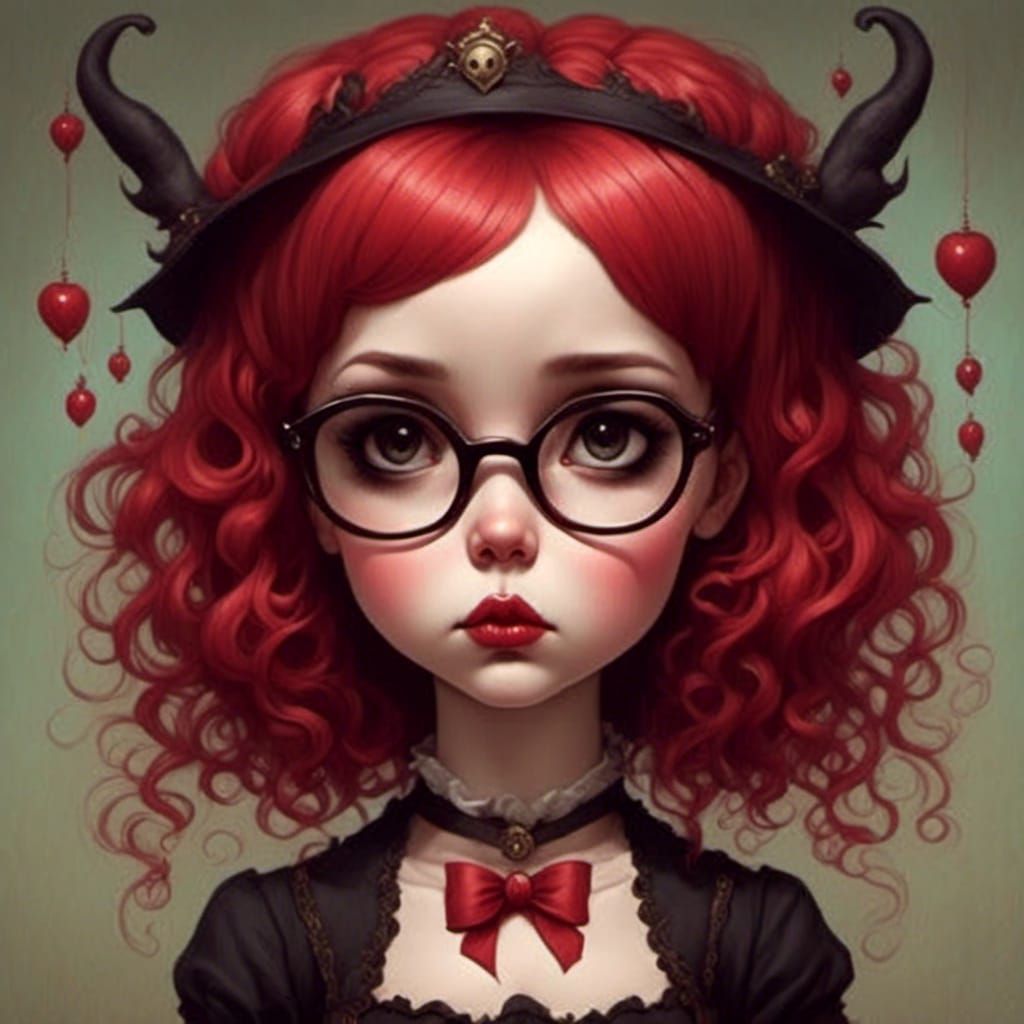 Whimsical Witch Girl Portrait in Pop Surrealist Style