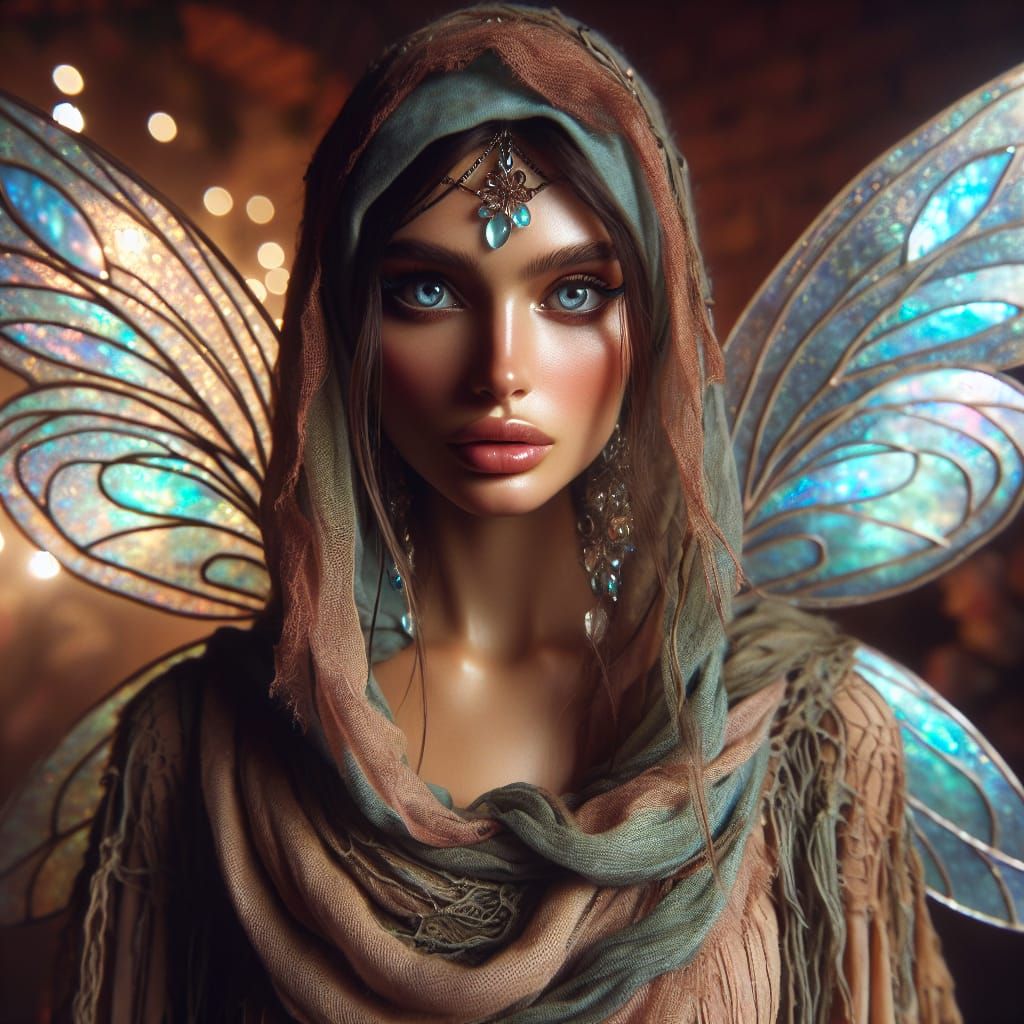 Enchanting Middle-Eastern Fairy with Iridescent Wings