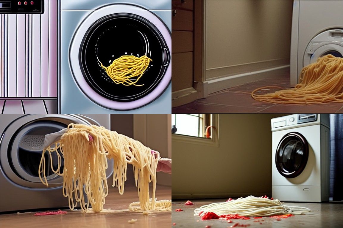 Washing Machine Vomiting Spaghetti: Tim Burton Style