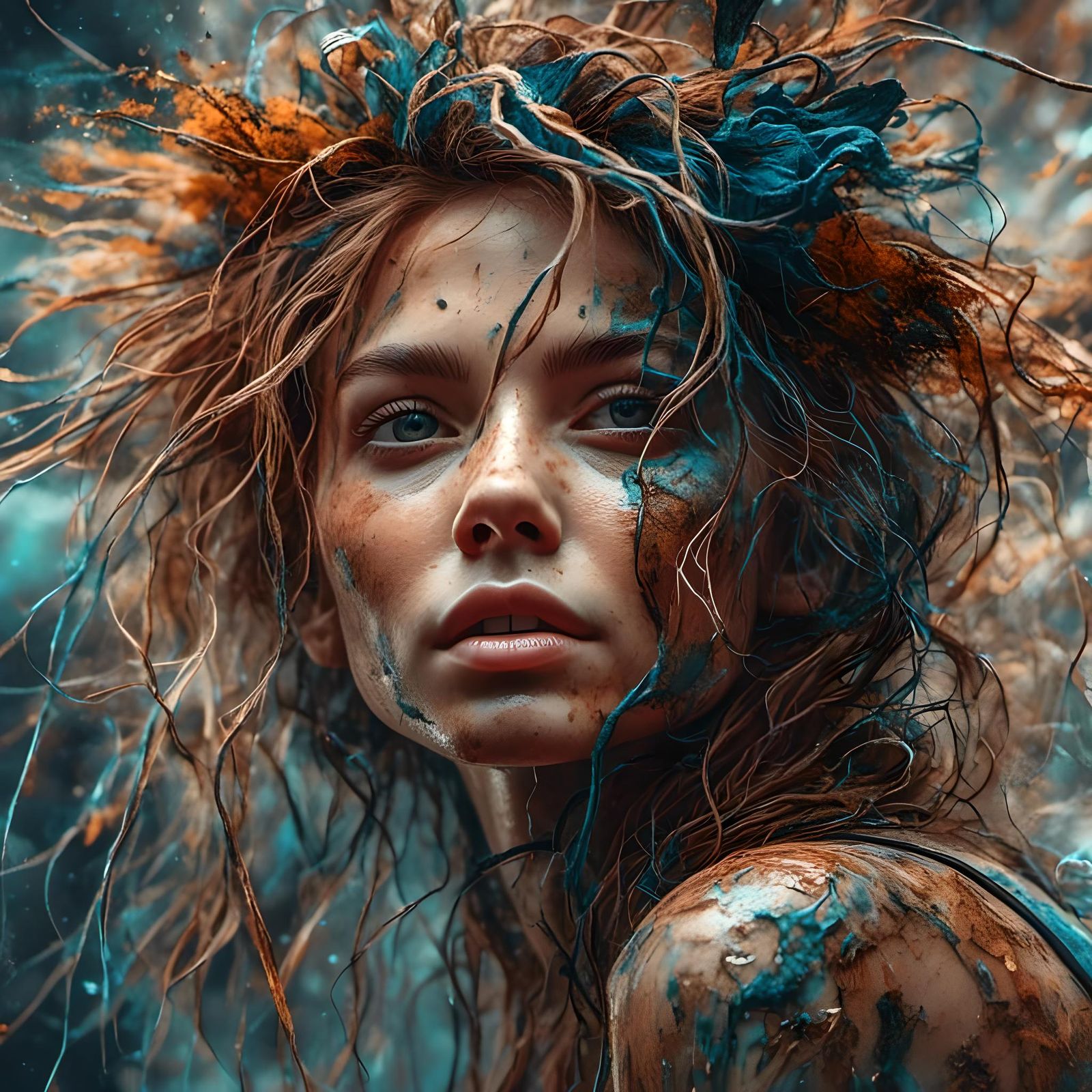 Surreal Portrait in Hyperrealistic Digital Art Style