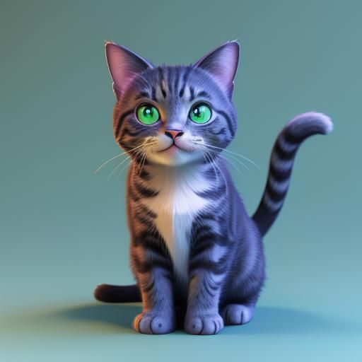 Cute Cat in Pixar Style 3D Render