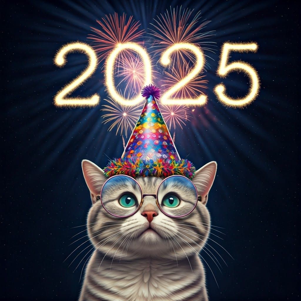 Furry Cat Celebrates New Year's Eve in Times Square