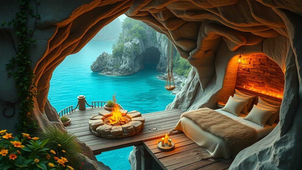 Enchanted Cave Oasis in Tropical Paradise